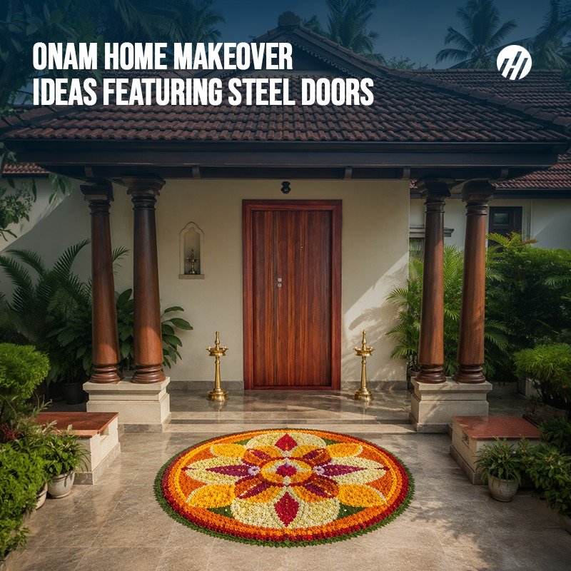 
							Onam home makeover with stylish steel front door